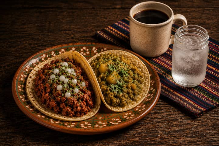Combo Básico con dos tacos, café y agua